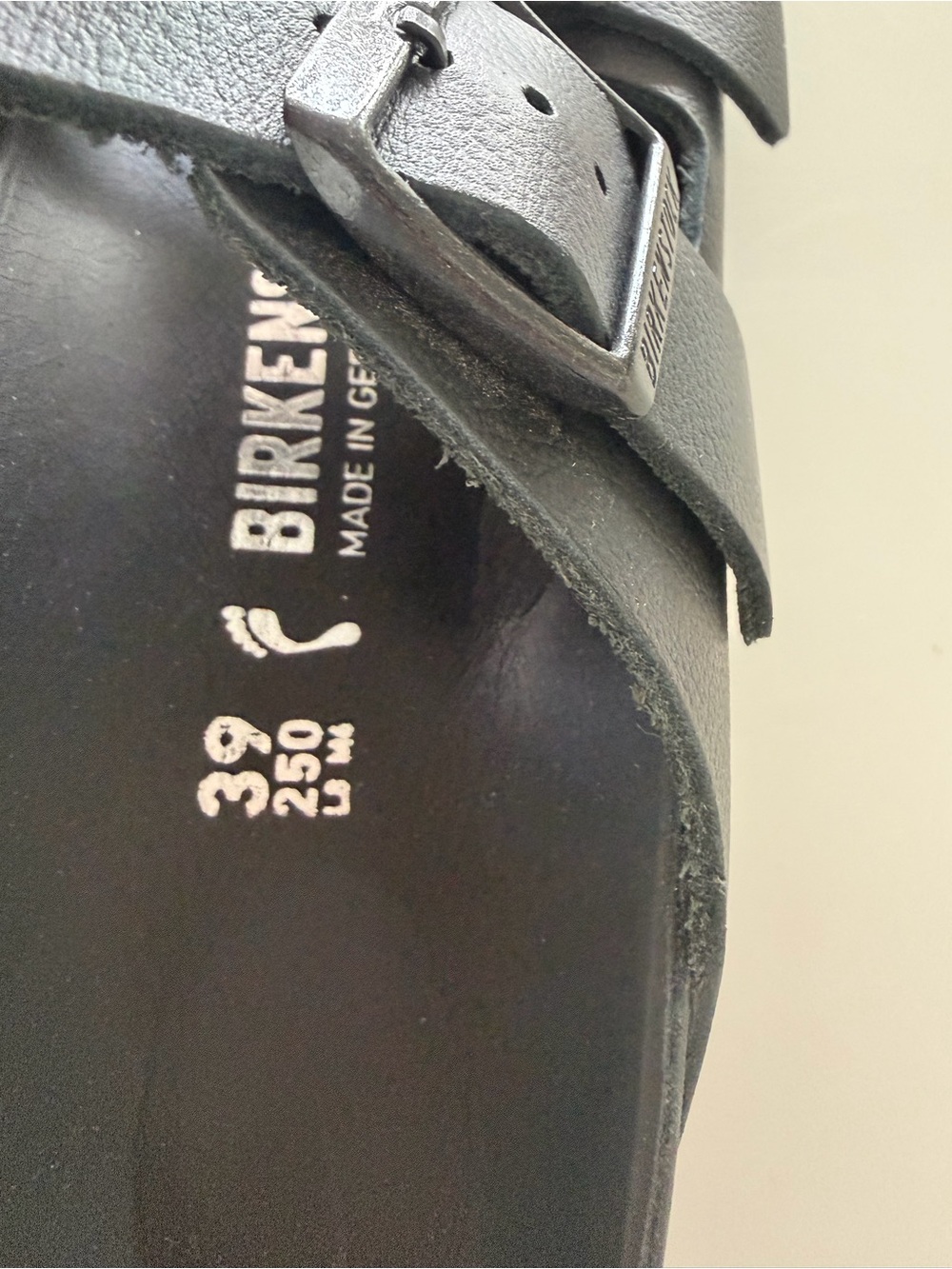 Birkenstock Arizona Black Leather Two-Strap Slide Sandals - Picture 4 of 6